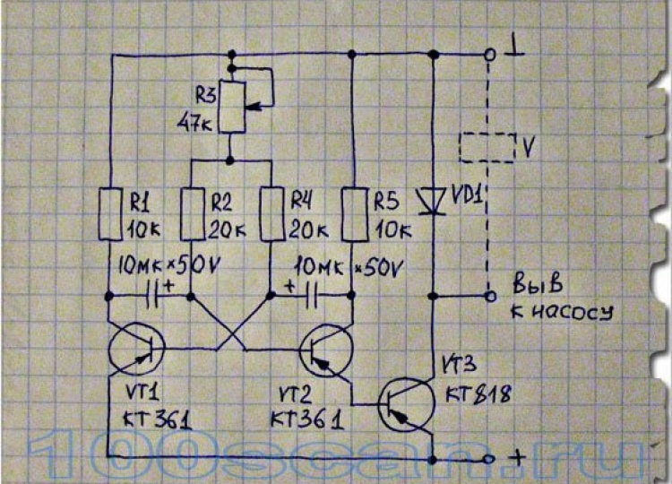 Несимметричный мультивибратор схема